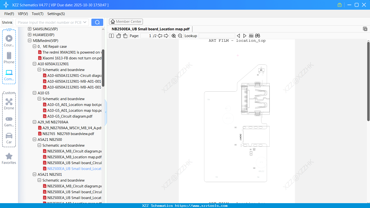 Laptop Xiaomi NB2500EA_UB Small Board_Location Map